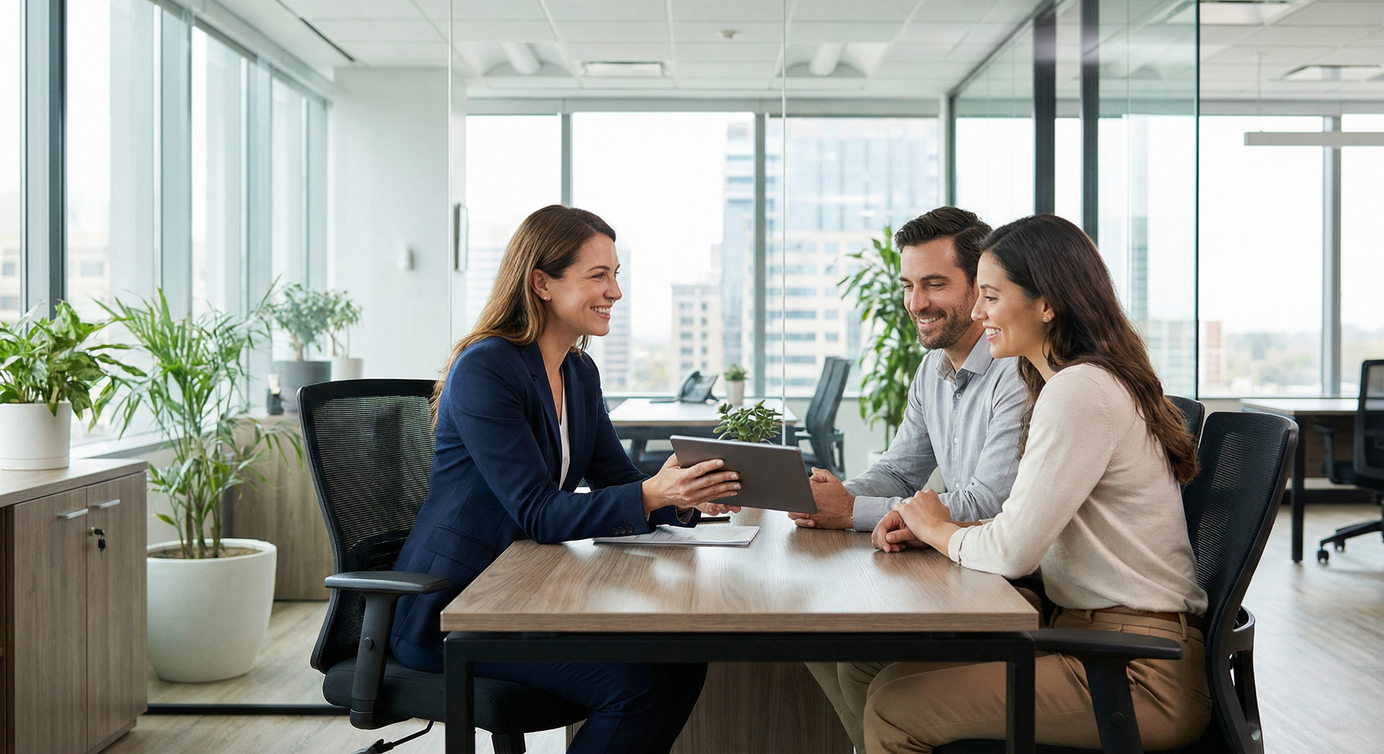 Financial advisor meeting with clients