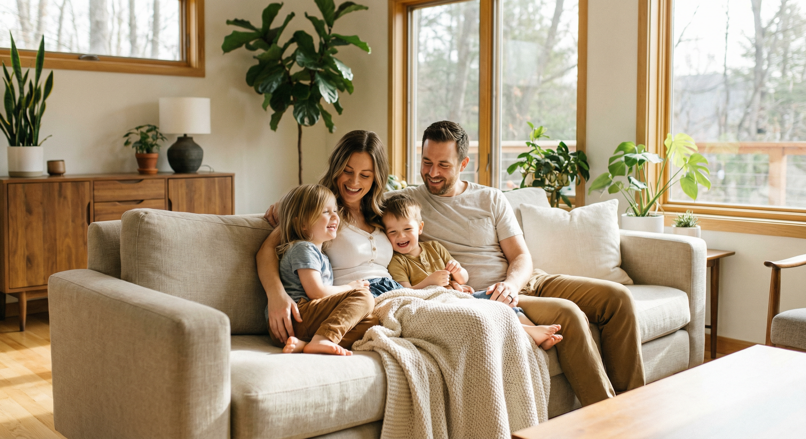 Family enjoying time together at home