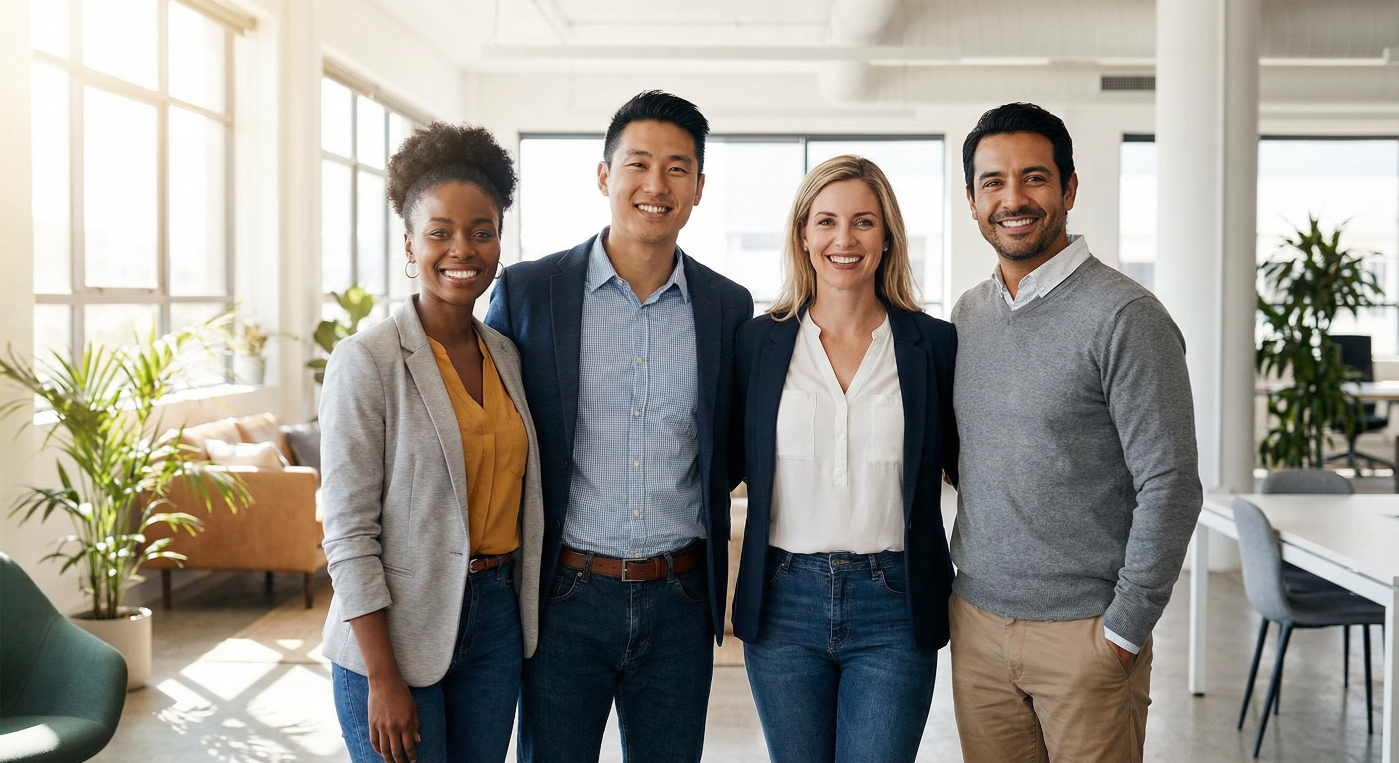 Business team collaborating with confidence